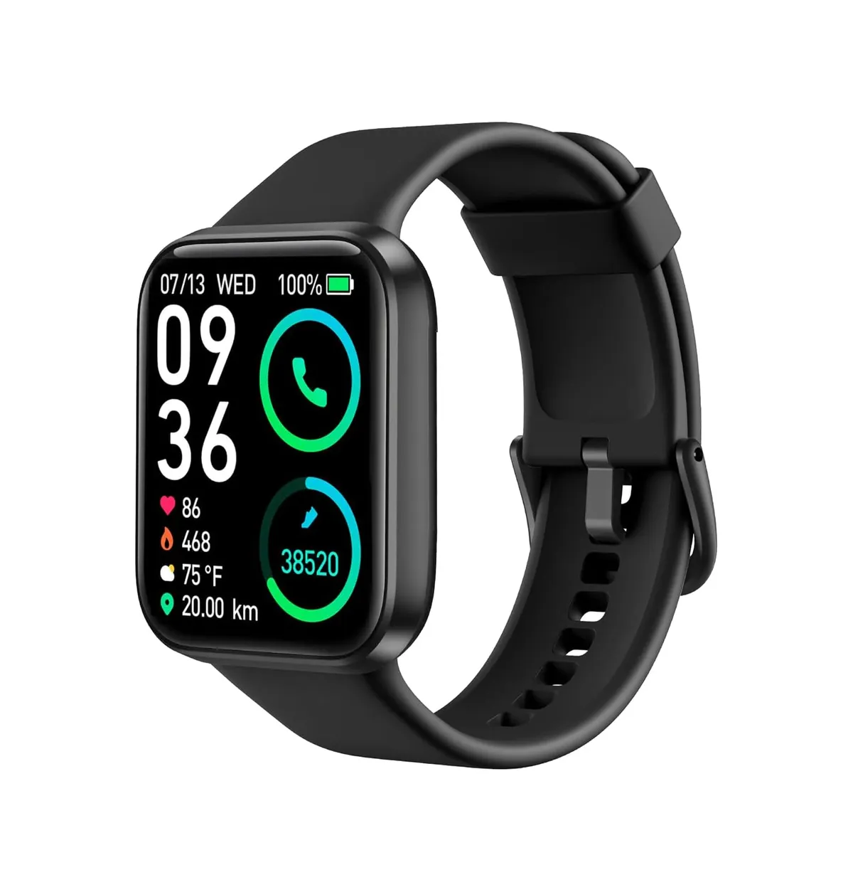 Bouncefit M I D116 Fitness Band Smart Watch for Men, Women, Boys, Girls, Kids – Single Touch Interface, Water Resistant, Workout Modes, Quick Charge Sports Smartwatch – Black I