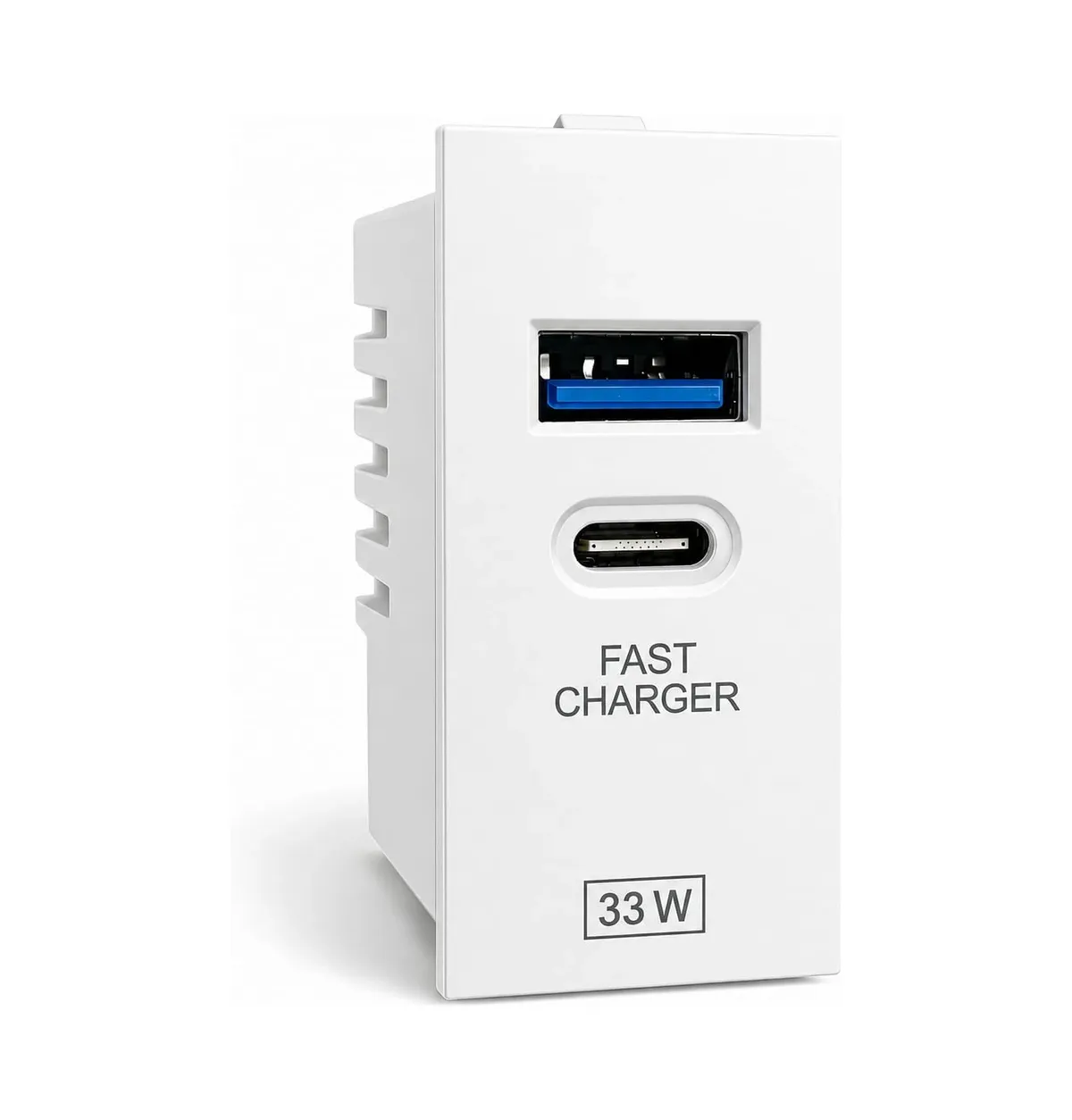 33W Fast Charging Wall Charger Dual Port USB + Type C Adapter Compatible with iPhone & Android | Compact Plug Socket Charger