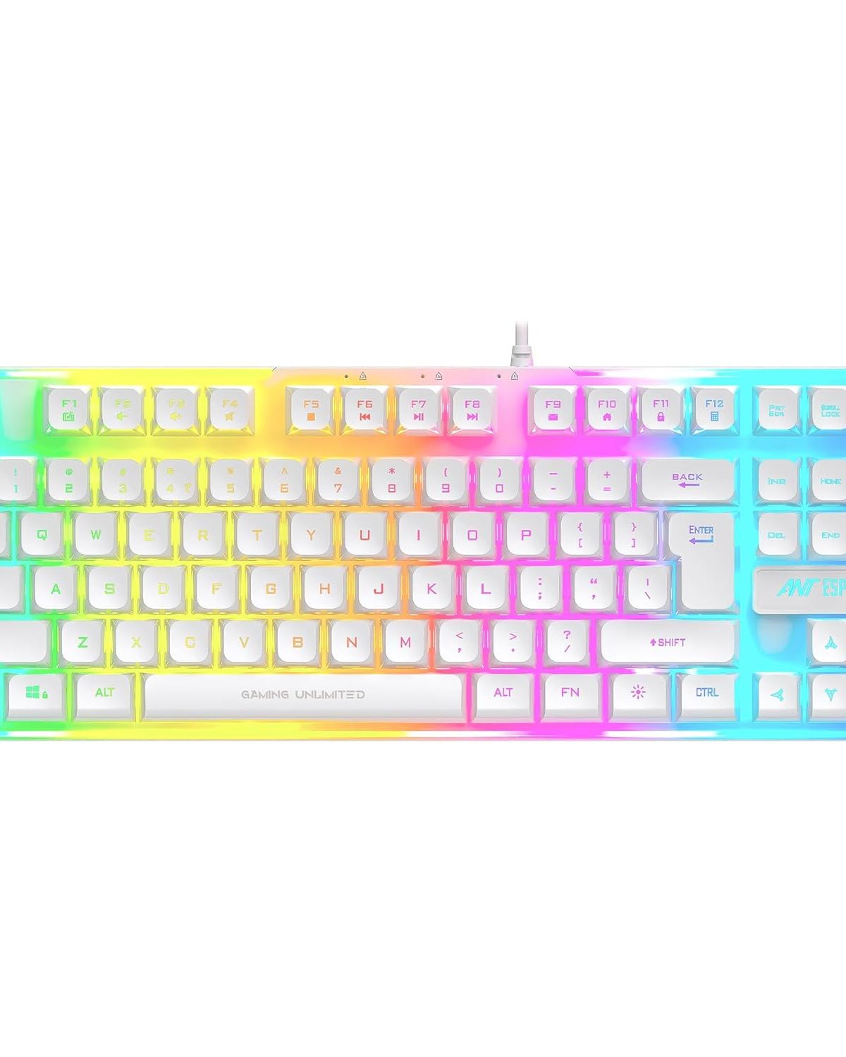 Ant Esports MK700 V2 Membrane TKL Wired Gaming Keyboard, 87 UV Coated Mechanical feel Keys Cool RGB Backlight Waterproof Keyboard for PC Laptop Mobile Tablets Gaming, Design and Work Mercury White