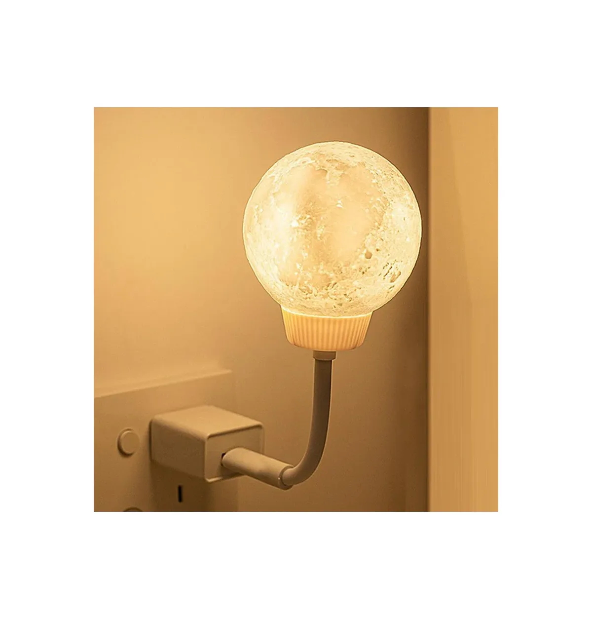 FLYNGO Plastic USB Night Light for Bedroom, Moon Night Lamp for Kids, Children, Living Room (Moon), Led, White