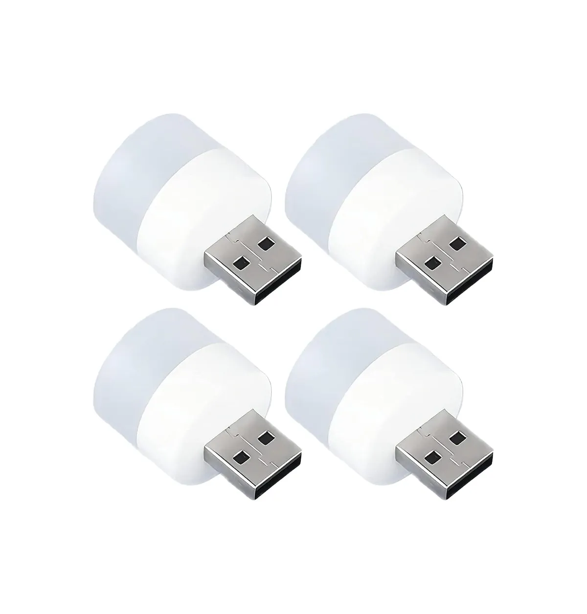 Plastic USB Led Lamp Night Light, Plug in Small Led Nightlight Mini Portable for Pc and Laptop Pack of-4
