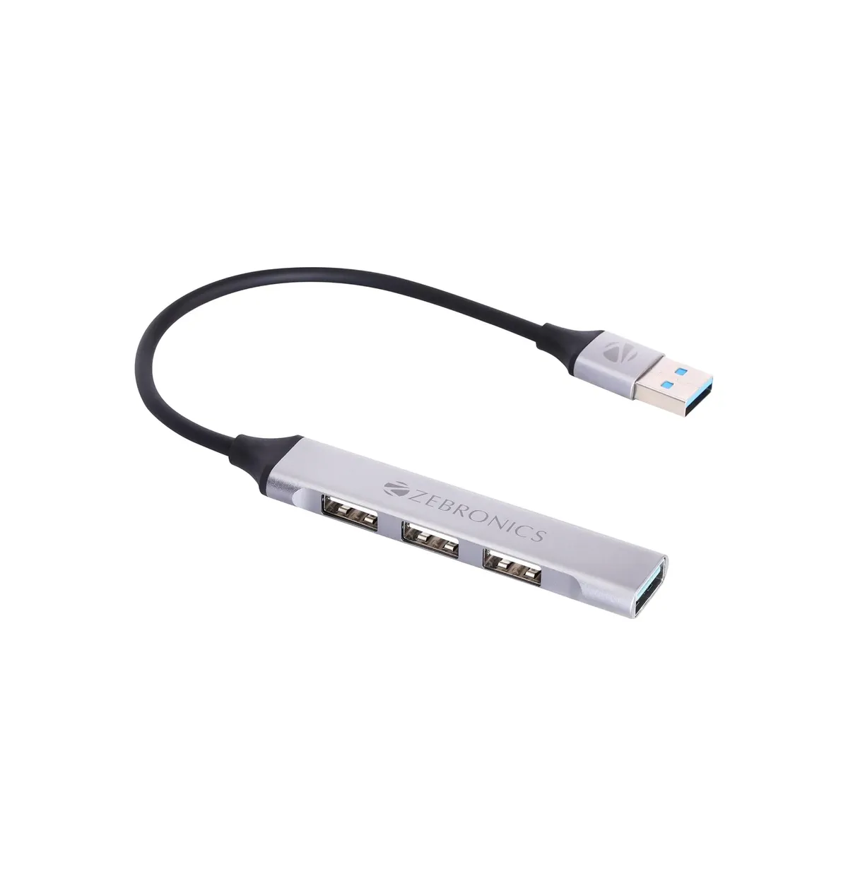 Zebronics 200HB USB 3.0 4 Port hub with Hi Speed Data Transfer, Aluminum + ABS Body, 15cm Cable, Sleek Design and Plug Play Usage