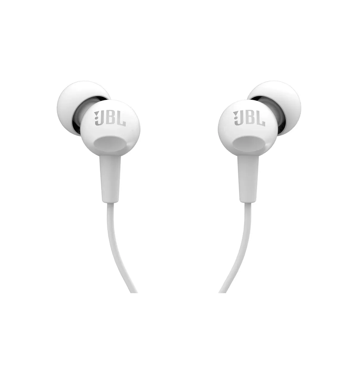 JBL C100SI Wired In Ear Headphones with Mic, JBL Pure Bass Sound, One Button Multi-function Remote, Premium Metallic Finish, Angled Buds for Comfort fit (White)