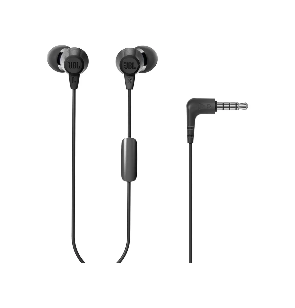 JBL C50HI, Wired in Ear Headphones with Mic, One Button Multi-Function Remote, Lightweight & Comfortable fit (Black)