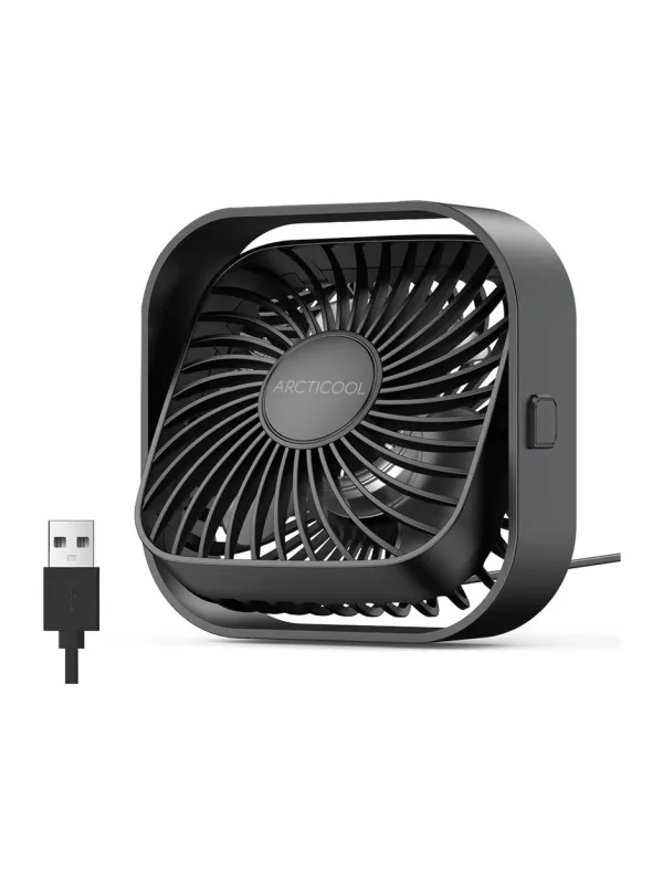Product ARCTICOOL Small Table Fan, Mini USB Desk Fan, Strong Airflow & Quiet, USB Powered, 3 Speeds Wind Small USB Fan for Desk, 360° Rotatable for Home Office Table Desktop (4 Inch) Image