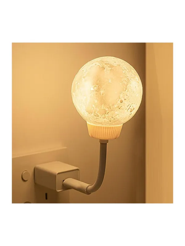 Product FLYNGO Plastic USB Night Light for Bedroom, Moon Night Lamp for Kids, Children, Living Room (Moon), Led, White Image