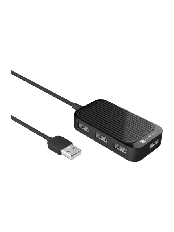 Product Portronics Mport 4D USB Hub Dock (4-in-1), Multiport USB Dock with Long Cable and up to 480 Mbps High Data Transfer Speed (Black) Image