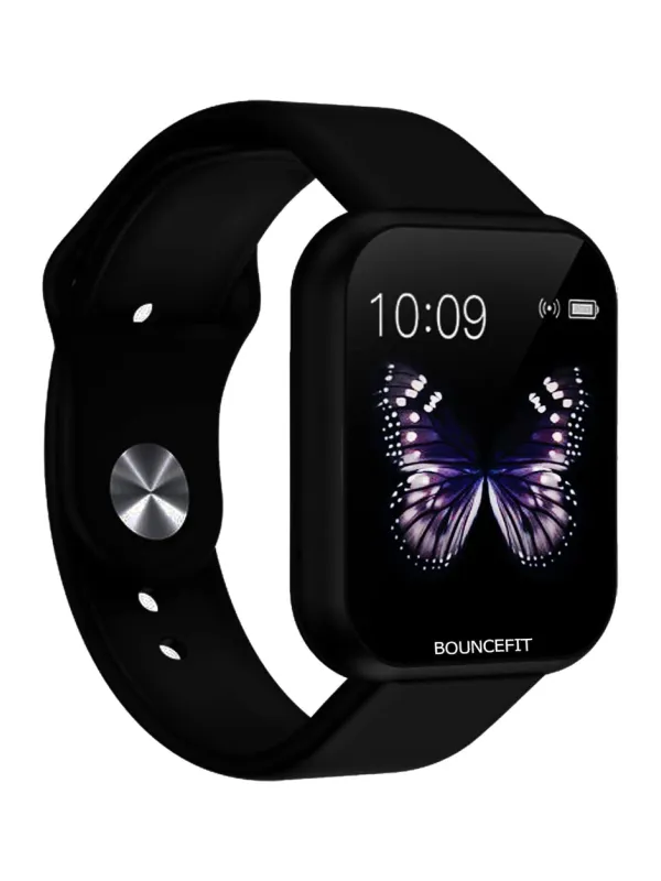 Product Bouncefit D20 Y68 Fitness Band Smart Watch for Men, Women, Boys, Girls, Kids – Single Touch Interface, Water Resistant, Workout Modes, Quick Charge Sports Smartwatch – Jet Black Image