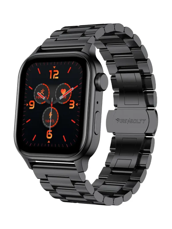 Product Fire-Boltt Rise Smart Watch 1.85″ with Bluetooth Calling, AI Voice Assistant, Rotating Crown, SpO2 & Heart Rate Monitor, 123 Sports Modes, IP67 Waterproof Metal Smartwatch for Men & Women - Black Image