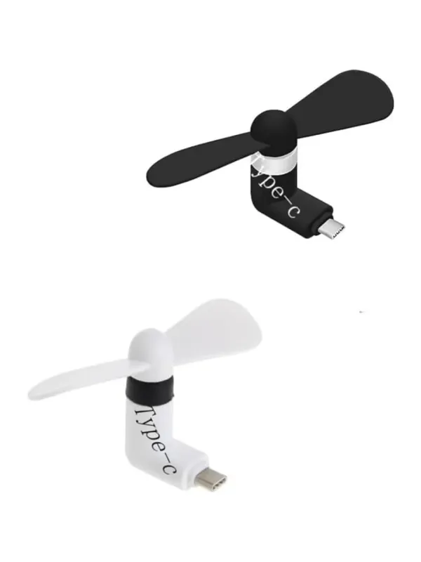 Product EDNITA Mini Fan Type-C Two Blade Fan High Speed USB Fan, Mini Mobile Cooler, Mini fan Support with All Android & Type-C Smatphones (Multi-colour) (Pack Of 2) Image