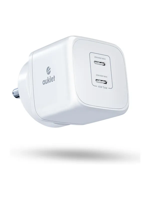 Product 45W GaN Fast Wall Charger, with PD & PPS Support, USB 2C, 1A Port, BIS Certified,Compatible with All iPhones, iPads, Samsung Galaxy, Smartwatch and All Android Mobiles,White Image
