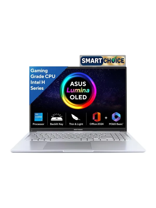 Product ASUS Vivobook 16,Smartchoice, 13th Gen, Intel Core i5-13420H,16GB RAM,512GB SSD,FHD, OLED,Win 11,M365 Basic (1Y),Backlit Keyboard,Office 2024,Silver,1.88 kg,X1605VA-SH1952WS, Thin & Light Laptop Image