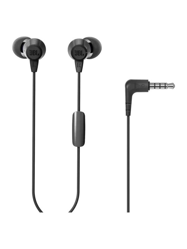 Product JBL C50HI, Wired in Ear Headphones with Mic, One Button Multi-Function Remote, Lightweight & Comfortable fit (Black) Image